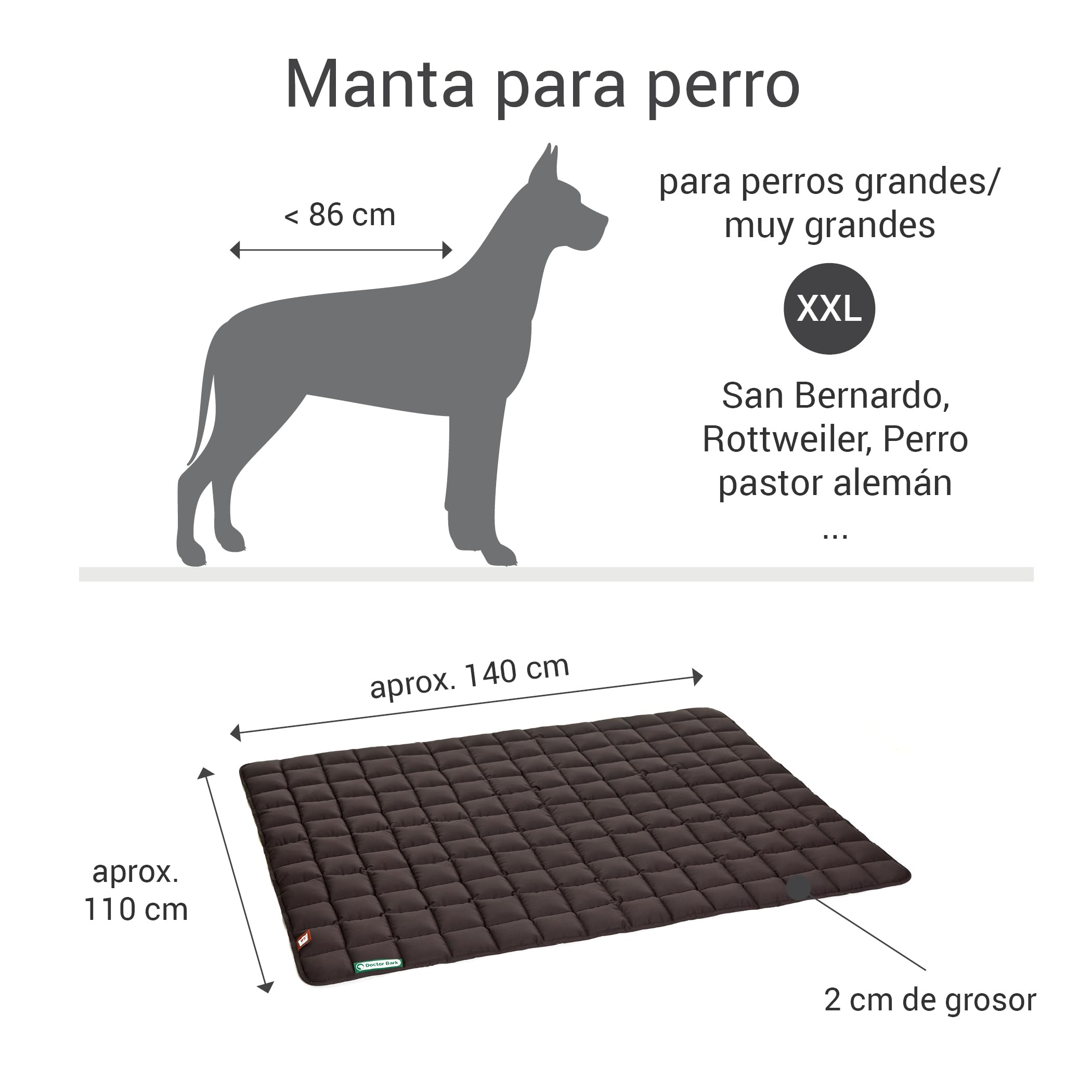 Doctor Bark Manta de Perros, Robusto, Lavable a 95 ° C - Disponible en Diferentes tamaños y Colores