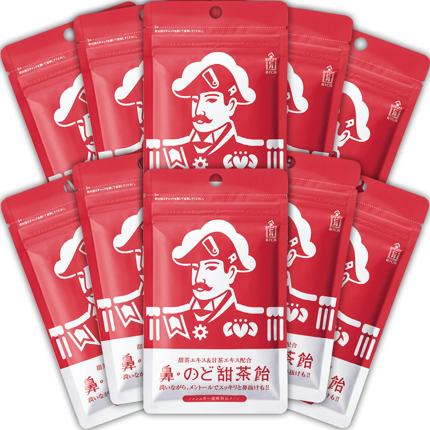 森下仁丹 鼻・のど甜茶飴 (38g×10袋) [ のど飴 甜茶飴 鼻 のど ノンシュガー メントール 爽快感 和漢エキス 甜茶エキス 甘茶エキス ]