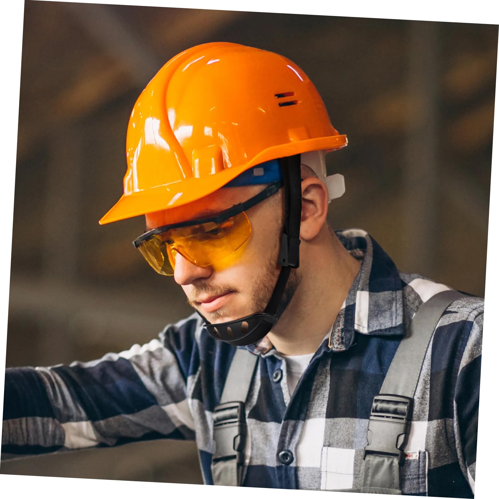 Sottogola per Casco di Sicurezza Nero in Plastico e Poliestere, Regolabile e Facile da Installare, per Cantieri e Uso Lavorativo