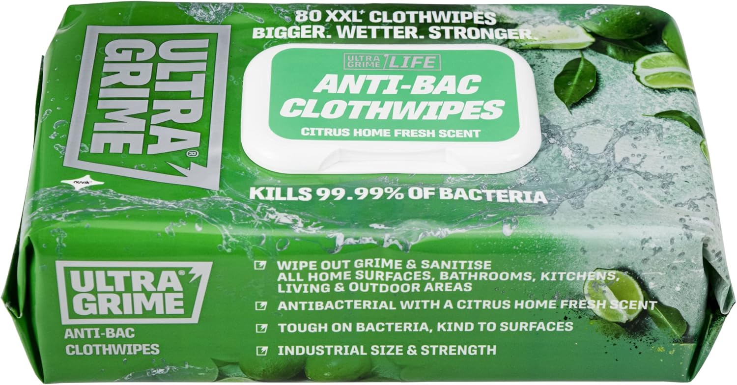 UltraGrime Antibacterial Wipes 80 Thick Large Wipe Pack large wet