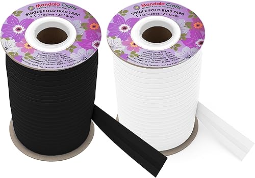 Miniatura 24 de Mandala Crafts Cinta al bies de un solo pliegue de 5/8 pulgadas para coser, acolchar, tuberías, dobladillo, manta y encuadernación de colcha, cinta