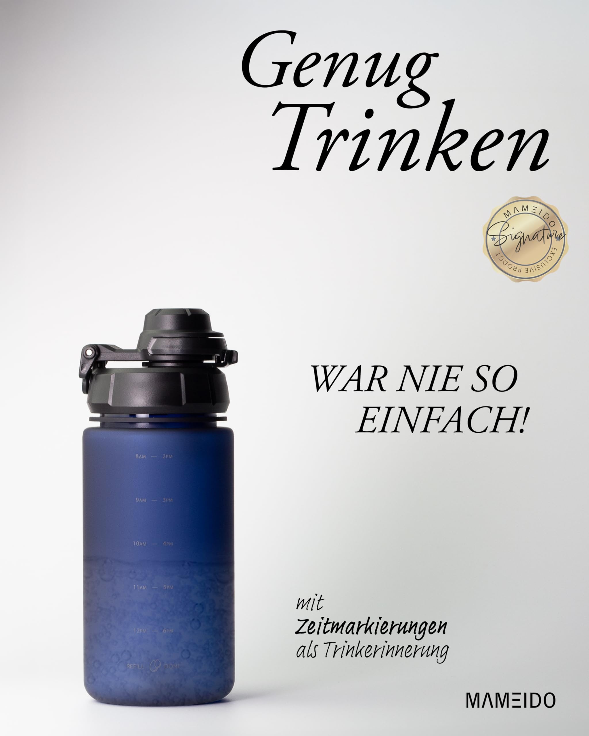 MAMEIDO Trinkflasche mit Strohhalm 500 ml (Dark Night) – Ansicht 2
