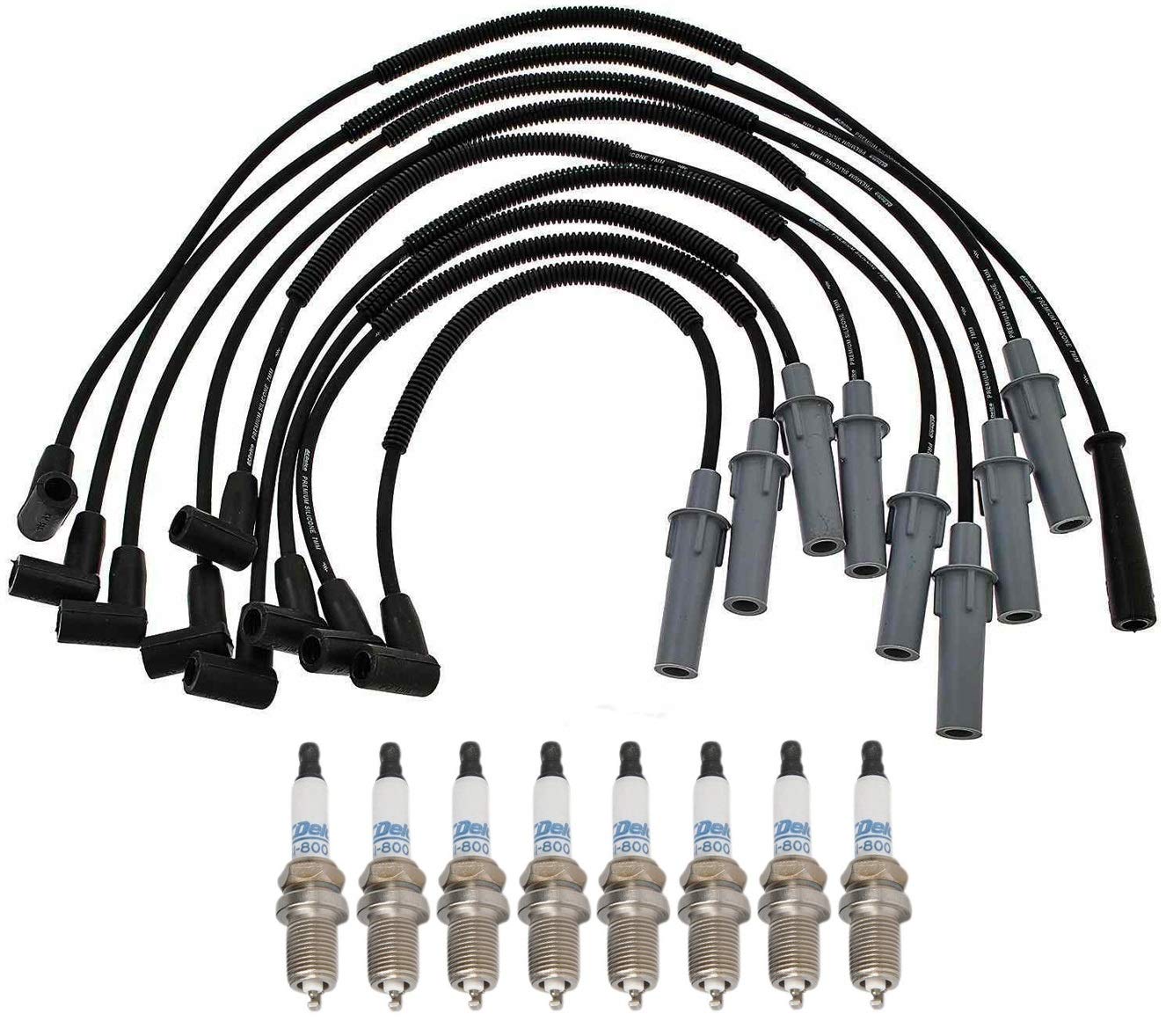 Pro Ignition Wire Set & 8 Platinum HD Spark Plugs Kit for B150 D250 V8