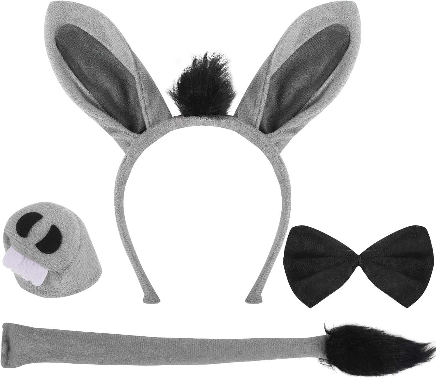 Animal Costume Set, Animal Headbands Ears Headband and Tail Set Animal Ears Headband for Halloween Cosplay Donkey