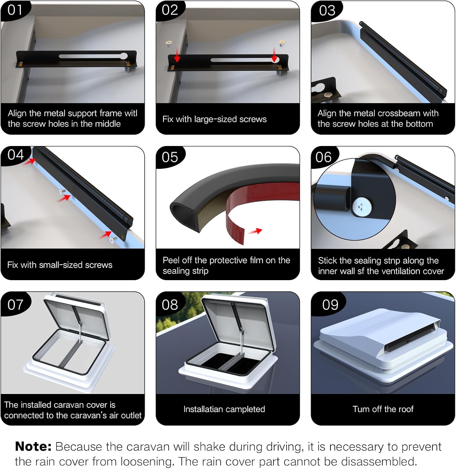 ACOVER Upgraded Vent Cover for RV, Trailer, Camper, Motorhome,Roof,Aerodynamic Design Weatherproof & No Drilling Installation 14"×14" Replacement for Camper/Trailer Vent Covers for Roof (White)