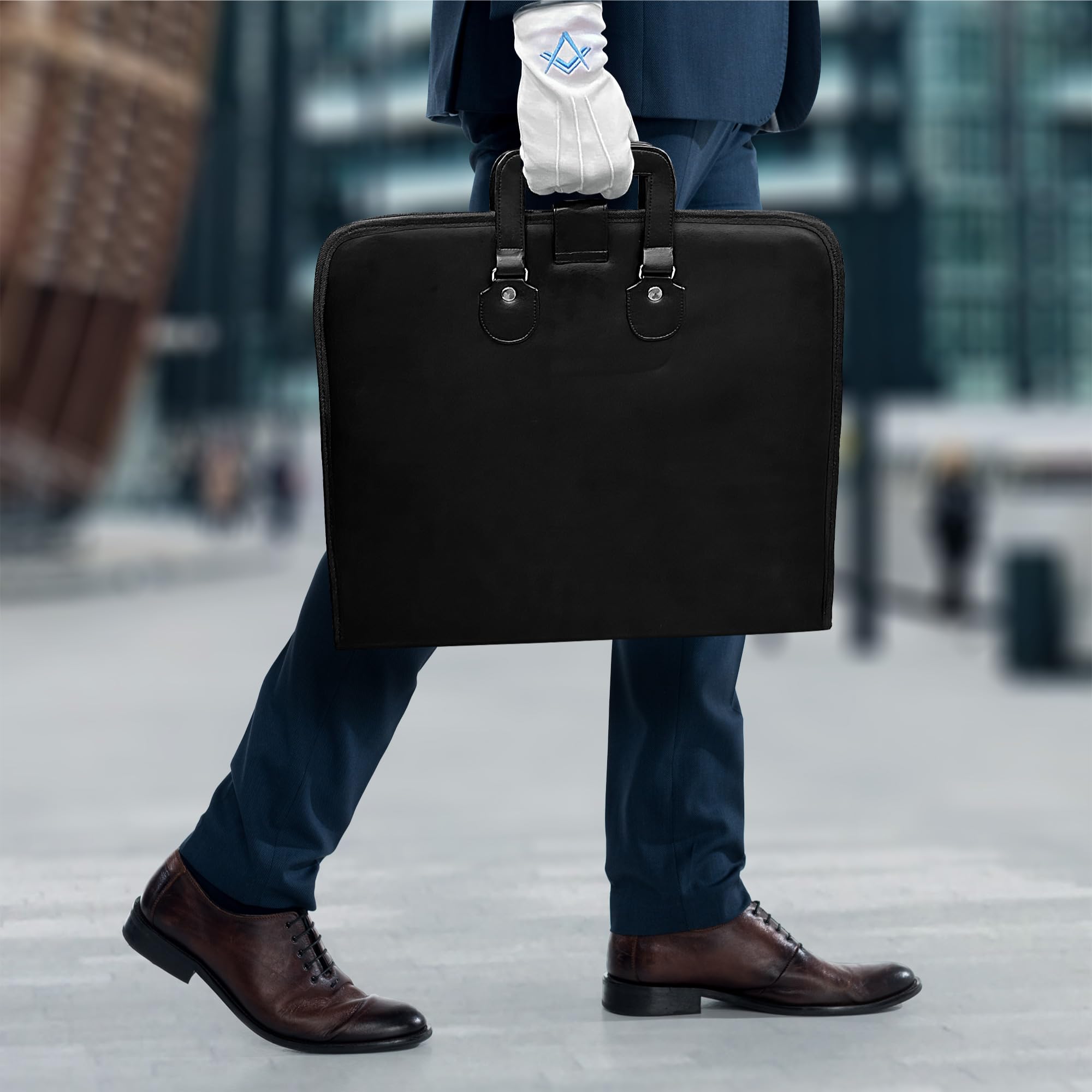 THE MASONIC COLLECTION Freemasons Provincial - Funda blanda con diseño de maletín - Fabricado con piel sintética - Resistente al agua - Accesorio de regalo para hombre, Black, 48.5cm x 42.5cm x 2cm