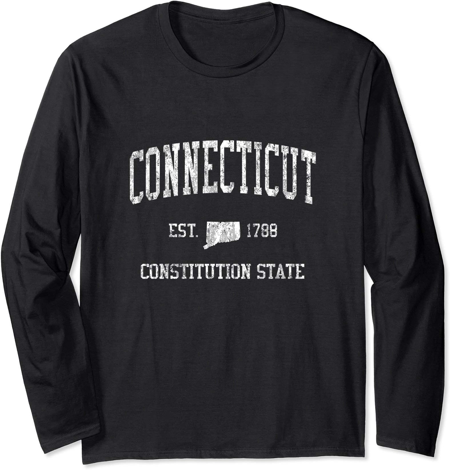 Connecticut Long Sleeve T-Shirt Vintage Sports Design Tee