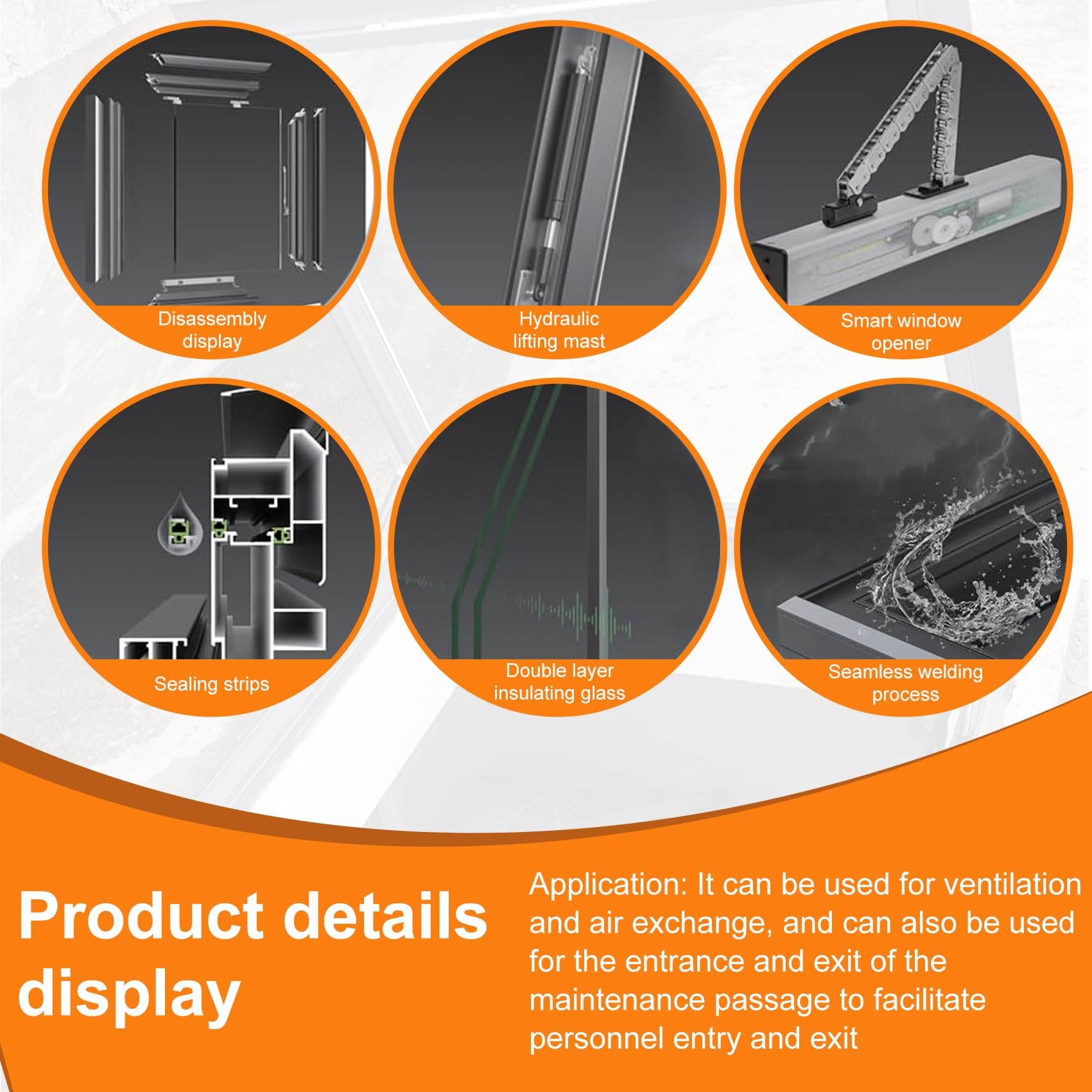 Ventana de tejado con Control Remoto Apertura eléctrica, Escotilla de techo de tragaluz, Vidrio Templado de Doble Capa, para áticos iluminación y ventilación(LxW 81x61cm/32x24in)