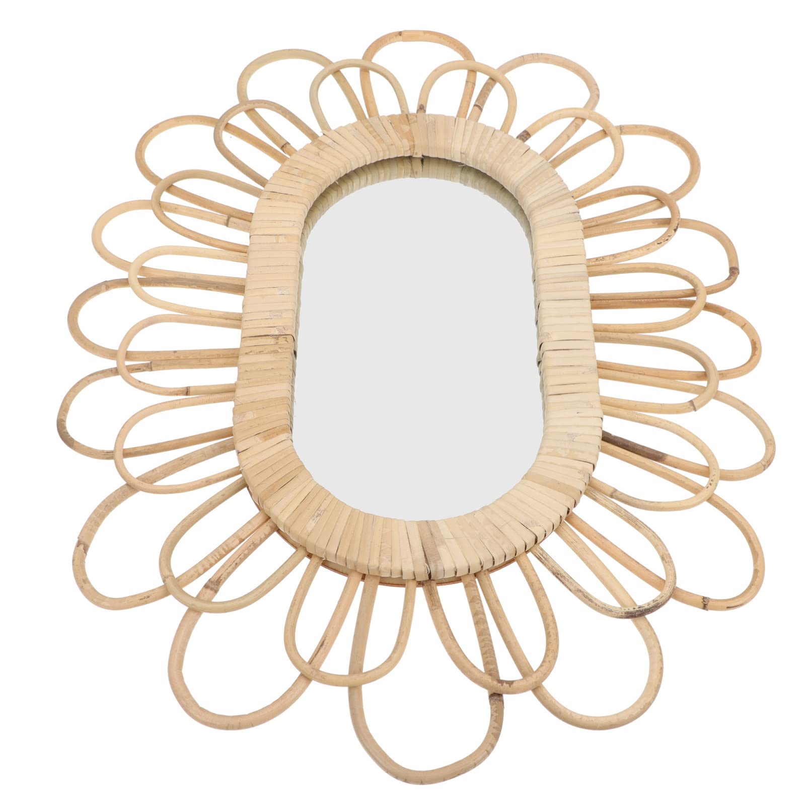 Rattan Woven Round Wall Mirror - 14 Inch Vintage Decorative Mirror For Bedroom, Living Room, Hallway Boho Home Decor