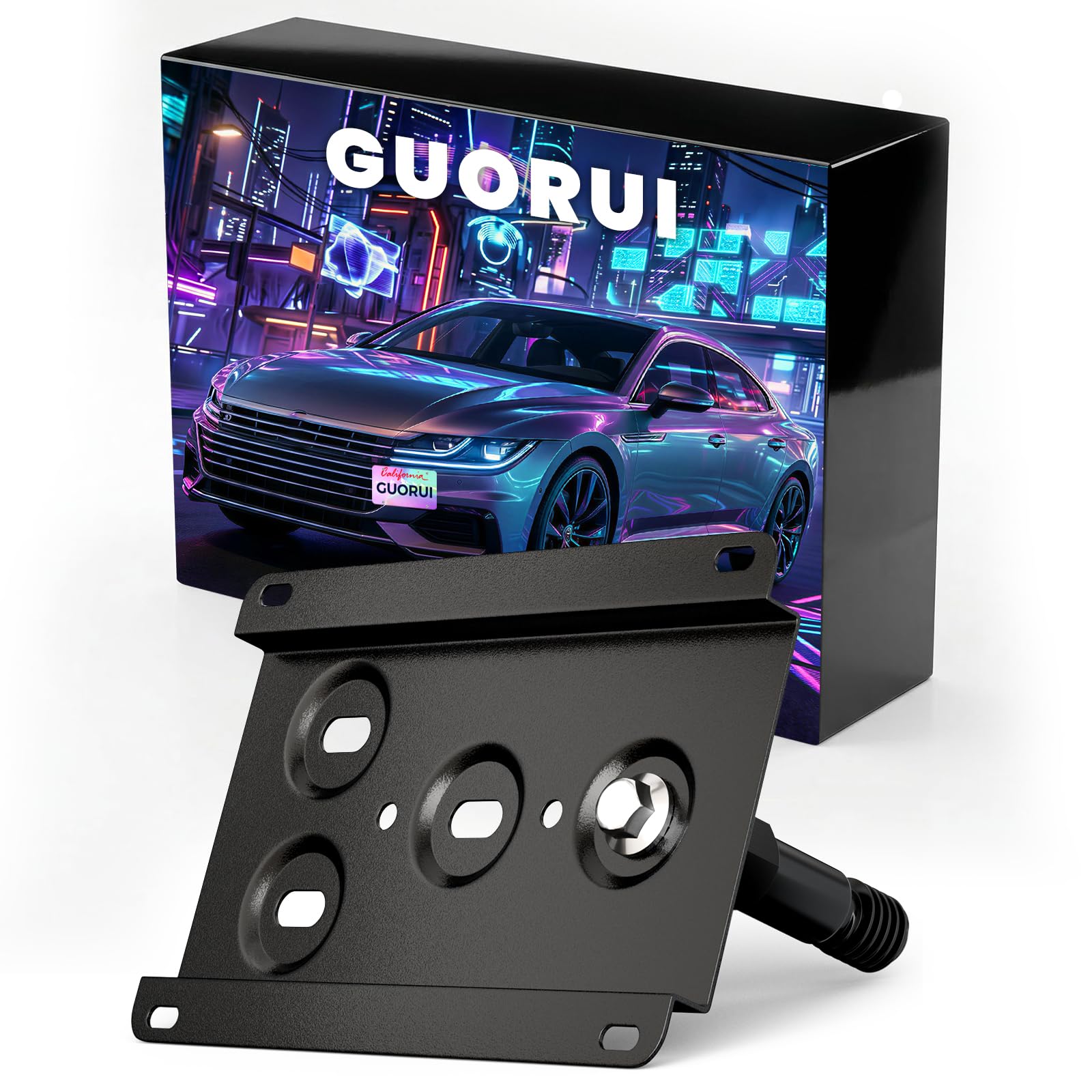 Tow Hook Adapater No Drill Front Grille License Plate Mounting Bracket Holder Compatible with Volkswagen Arteon 2019-2023; Jetta and GLI 2019-2023