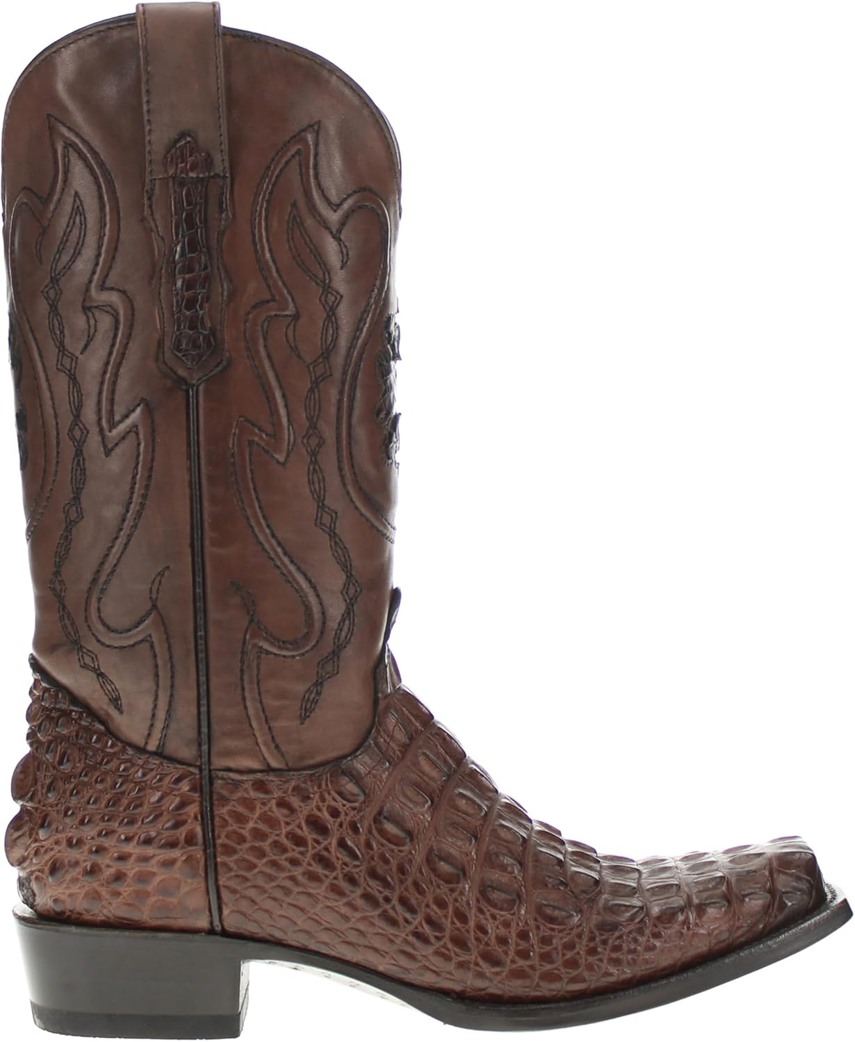 Vaccari Men's Bowie Genuine Alligator Hornback Body Cut Narrow Square Toe Western Cowboy Boots