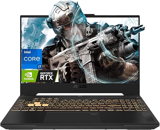 ASUS TUF Gaming Laptop 2023 Newest, 15.6" FHD 144Hz Display, 12th Gen Intel Core i7-12700H Processor, NVIDIA GeForce RTX 4070, 64GB RAM, 2TB SSD, Backlit Keyboard, Wifi6, Bluetooth, Windows 11 Home