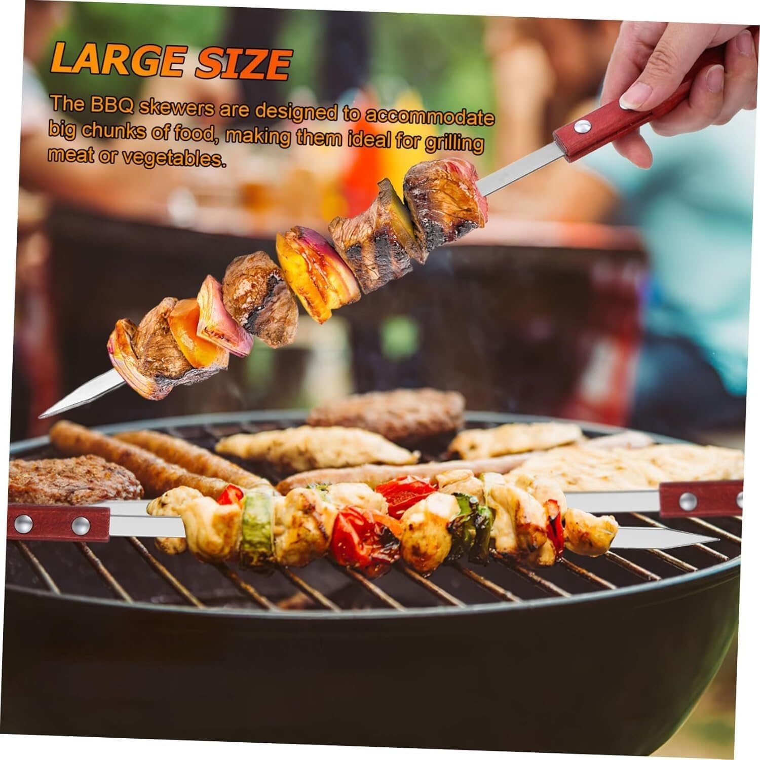 Roasting Sticks Set,Barbecue,Skewers with 1set BBQ Stainless Steel Skewers Kabab Skewers Barbecue Skewers Kabob Sticks Skewers Stainless Steel Flat Barbecue Sticks Grilling Meat Skewers Flat Skewers B