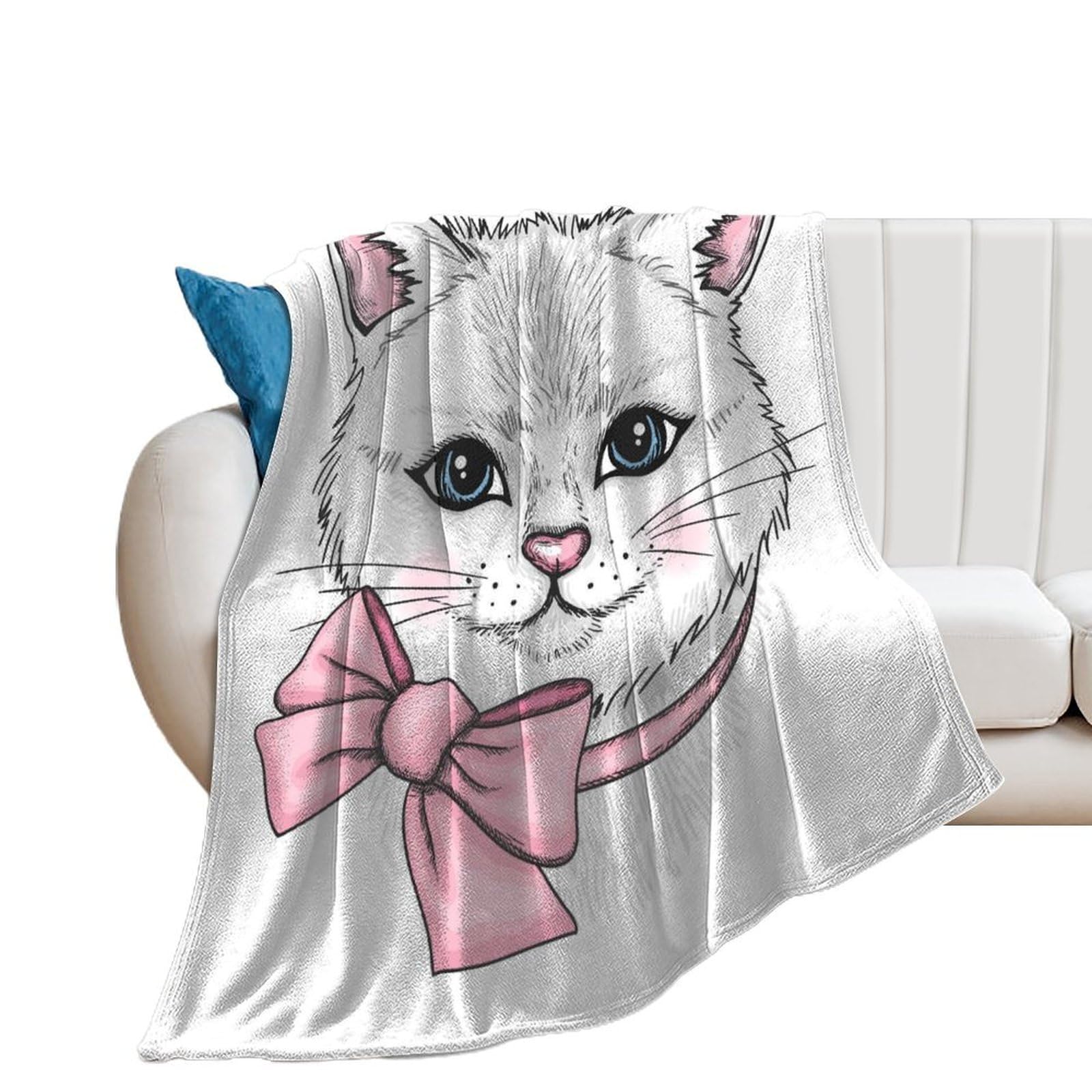 Couverture polaire chat rose pour des soirées cocooning sur le canapé