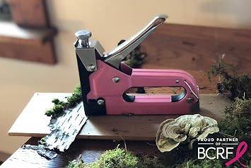 Apollo Tools All-Metal Heavy-Duty Stapler, Power Adjustment Knob, 3-in-1 for Staples, U-Staples, Brad Nails, Includes 3000 Fasteners, Pink Ribbon - Pink, DT5020P
