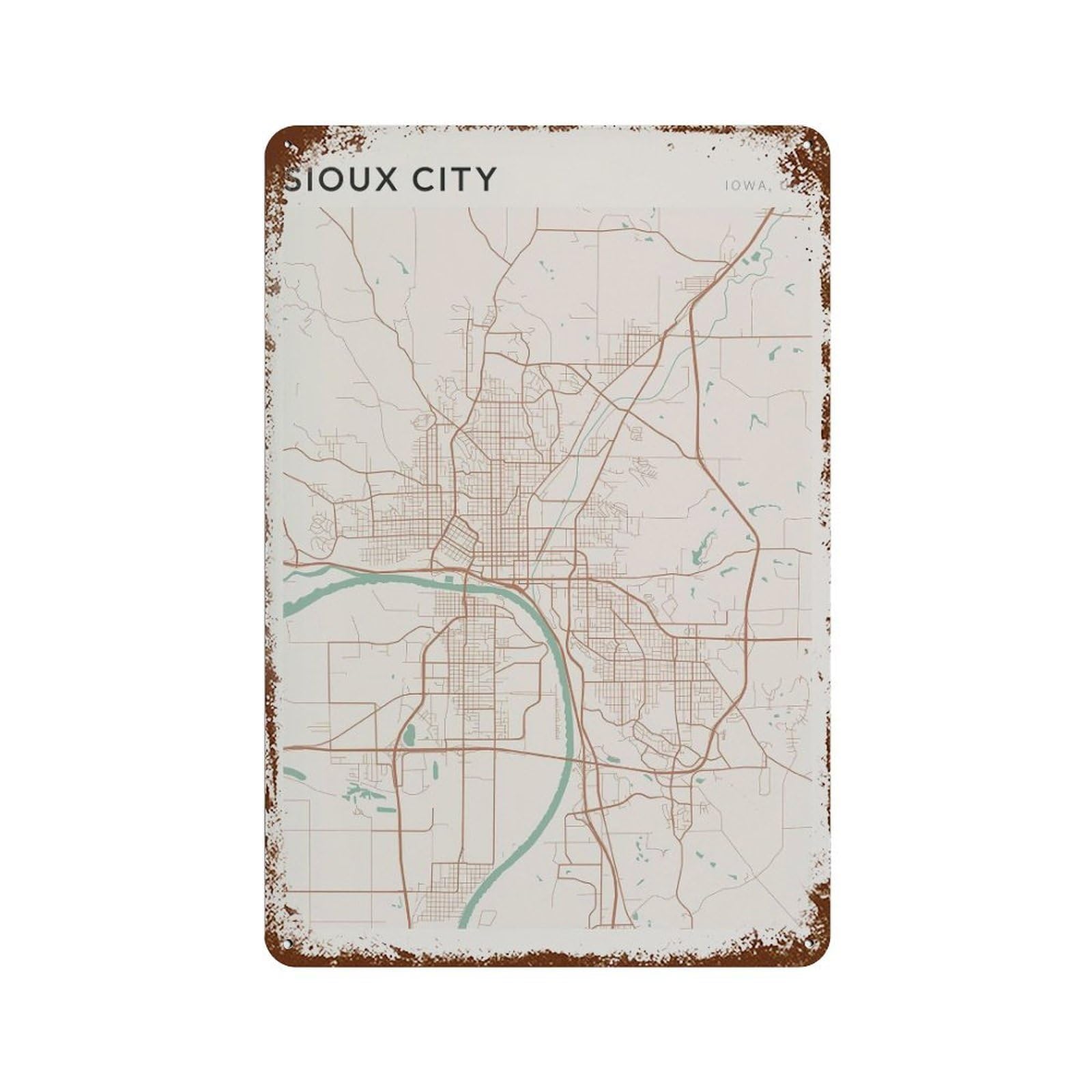 xiaoxiaoshen Sioux City Map Travel Gift Farmhouse Decor Wall Decor Art Metal Tin Poster Modern Home Decor Art Home Bar Shop Decorations Vintage Sign 30x20cm
