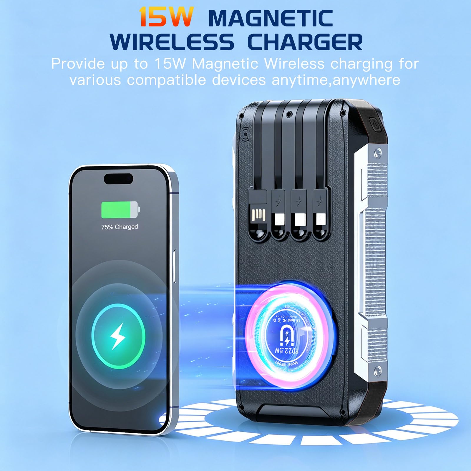 Power Bank 26800 mAh Batterie externe pour téléphone portable : 22,5 W Fast Charge Powerbank USB C PD20W Batterie à charge rapide avec 3 sorties et 2 entrées pour smartphones Plus