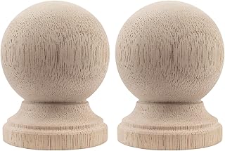 Unfinished Solid Wood Finials - Pack of 2, Newel Post Caps for Stairs, Bedpost & Flagpole Toppers, Large DIY Craft Wooden Decorative Tips with Pre-Drilled Holes (Large, Style 4)