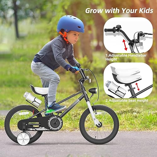 Miniatura 2 de Glaf Bicicleta para niños de 12, 14 y 16 pulgadas, con ruedas de entrenamiento para niños y niñas a partir de 3 años, bicicleta con soporte para