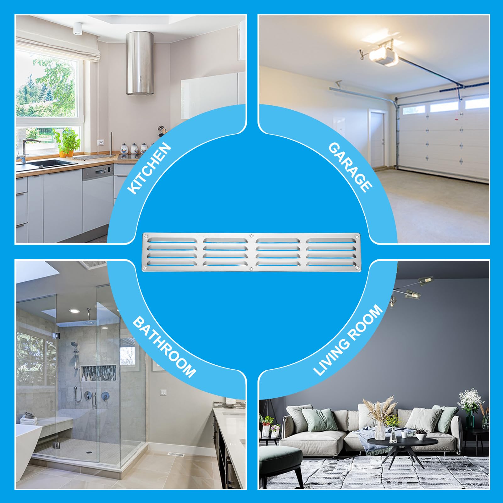 PATIKIL 20x3.5 Pollici Griglia Di Ventilazione In Alluminio Argento