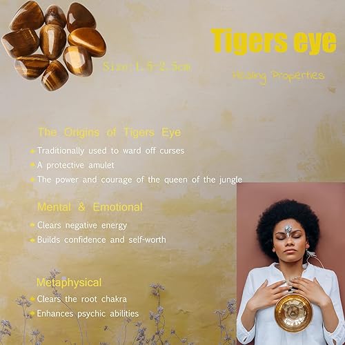 Miniatura 71 de YATOJUZI Piedras de cristales naturales pulidas de ojo de tigre de 1 libra, piedras preciosas de cristal a granel al por mayor para regalos de 10