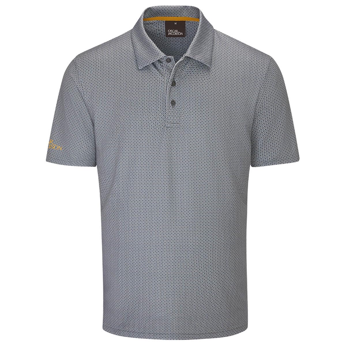 Oscar Jacobson Men's Pewter Mansfield Geometric Polo Shirt - L