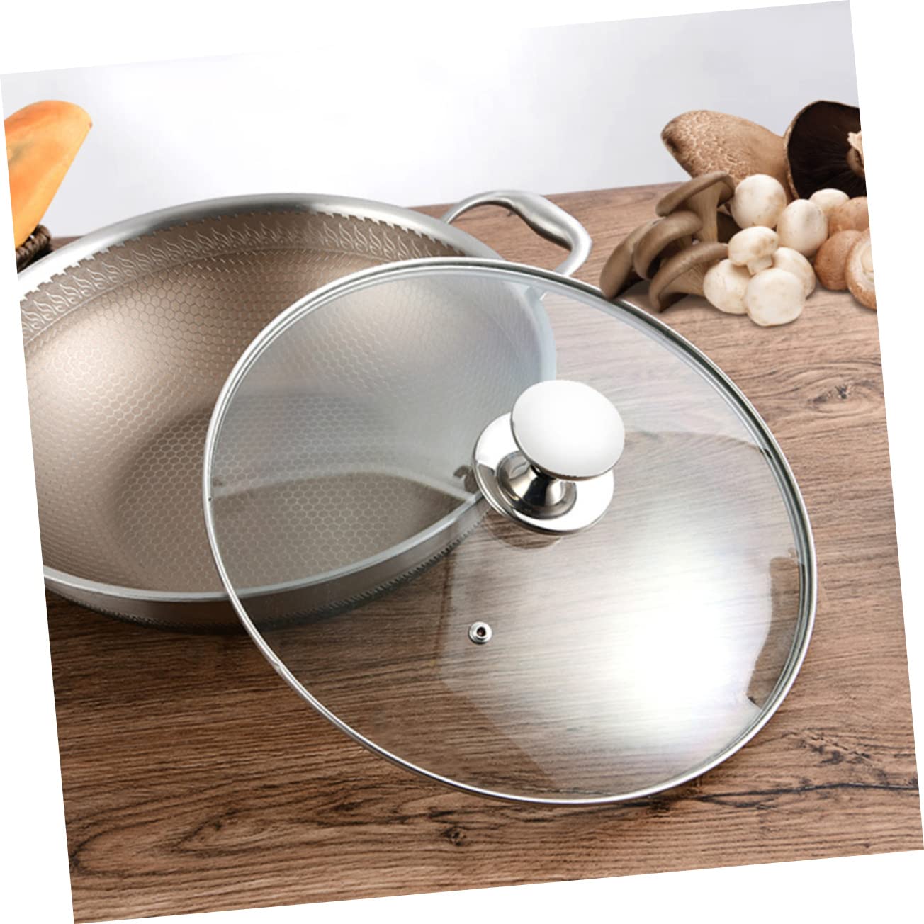 Cubierta redonda de acero inoxidable para ollas de acero inoxidable, tapa de sartén, tapa de sartén, cubierta universal para ollas de cocina, cubierta de alimentos, herramienta de cocina, cubierta