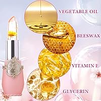 Vista 3 de Lápiz labial Crystal Flower Jelly con flor en el interior Magic PH que cambia de color, bálsamo labial tintado, de larga duración, impermeable, 03+04