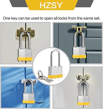 Padlocks Keyed Alike 24 Pack, Laminated Steel Padlock (1-9/16, 40mm)