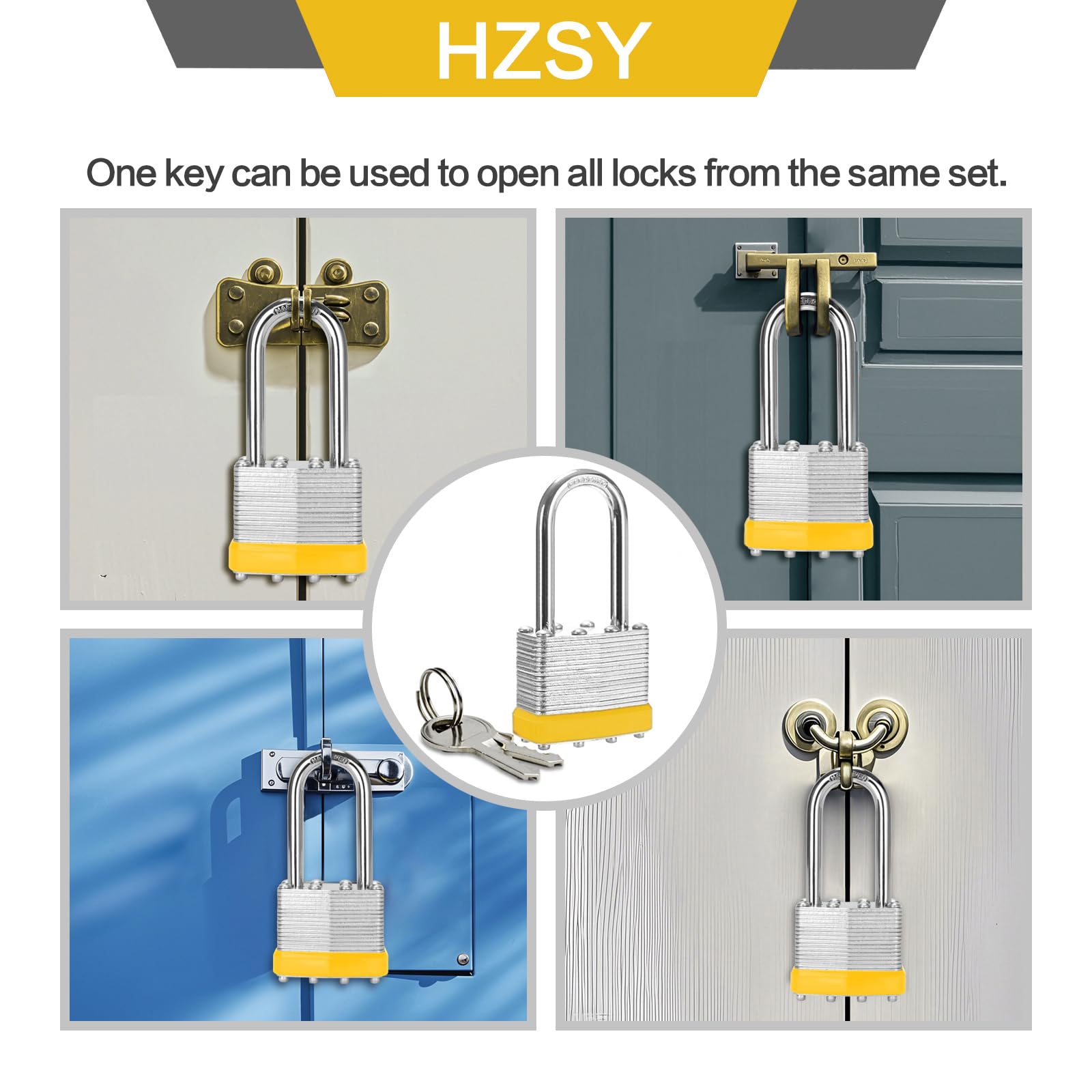 Security Padlocks Set 6-Pack Keyed Alike Padlocks - 40mm Laminated ...