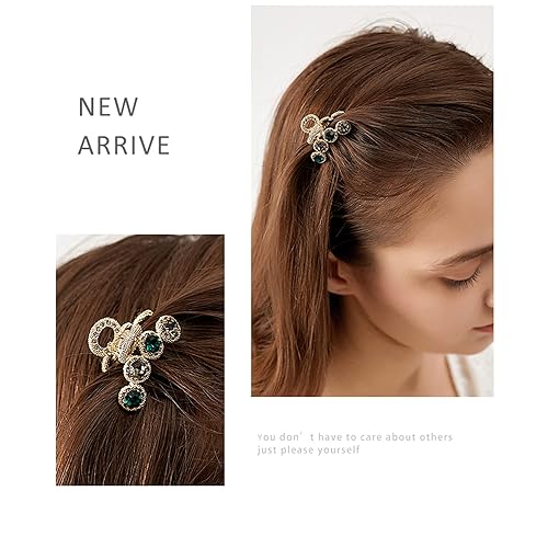 Miniatura 4 de JIEKRIHLO Pinzas pequeñas para el cabello con diamantes de imitación horquilla con tachuelas adornos de cristal brillante diseñados para mujeres y
