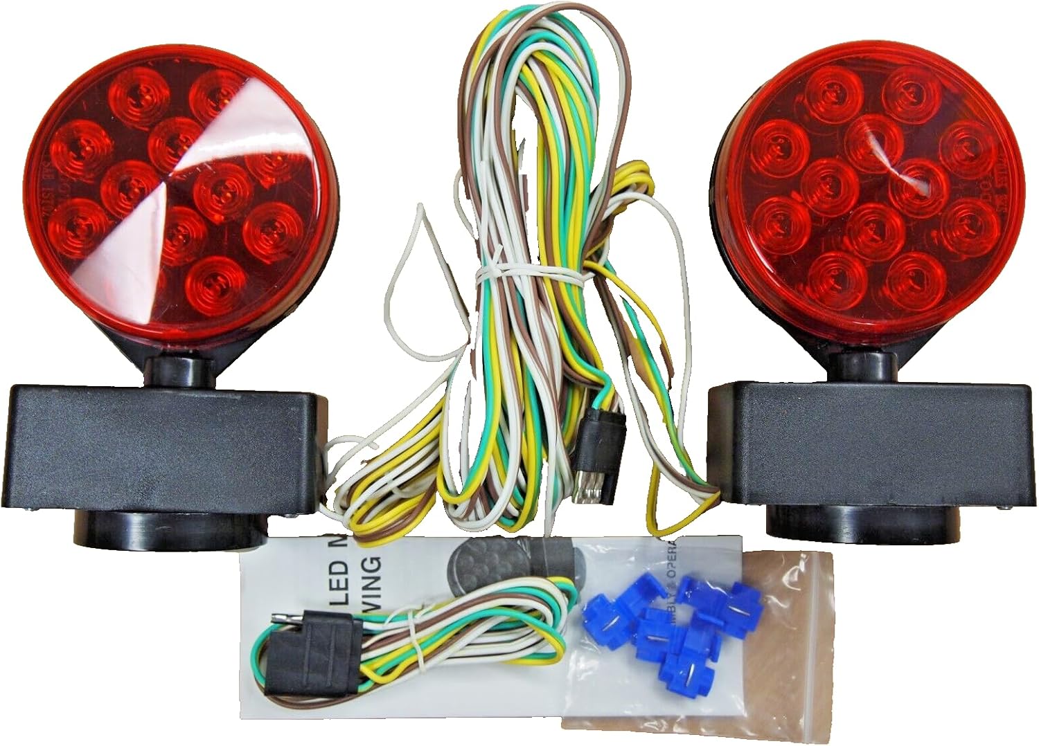 Eagle King 12V LED Magnetic Trailer Towing Lights Kit HTLLM-008 - 24 LEDs Stop Tail Turn, DOT Approved, 20ft Harness, 4-Pin Plug