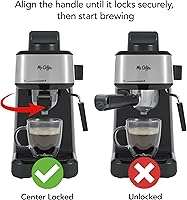 Vista 7 de Mr. Coffee máquina al vapor de 4 tazas para preparar café expreso, capuchino y café con leche con jarra de espuma de acero inoxidable