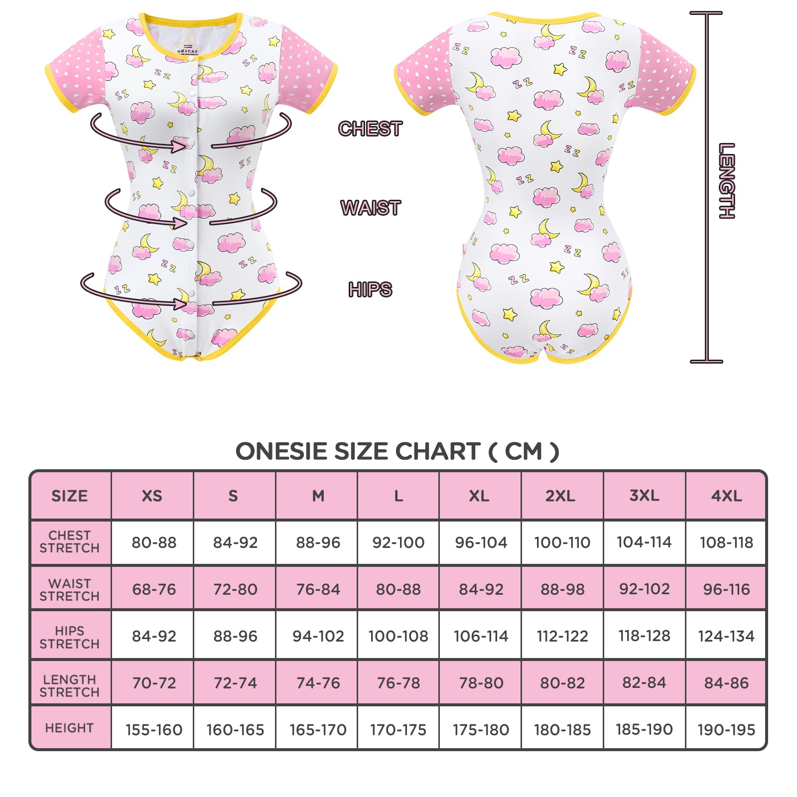 LittleForBig Dorośli Baby miłośnik pieluszek ABDL jednoczęściowy śpioszki Wzór Czas snu
