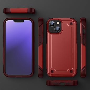 for iphone 14 case with Screen Protector,iphone 14 phone case Heavy Duty Protection Dual Layer Military Grade Drop Proof Cover Hard Shell Sturdy Durable Phone Case for iphone 14 (ip14 6.1 Red)