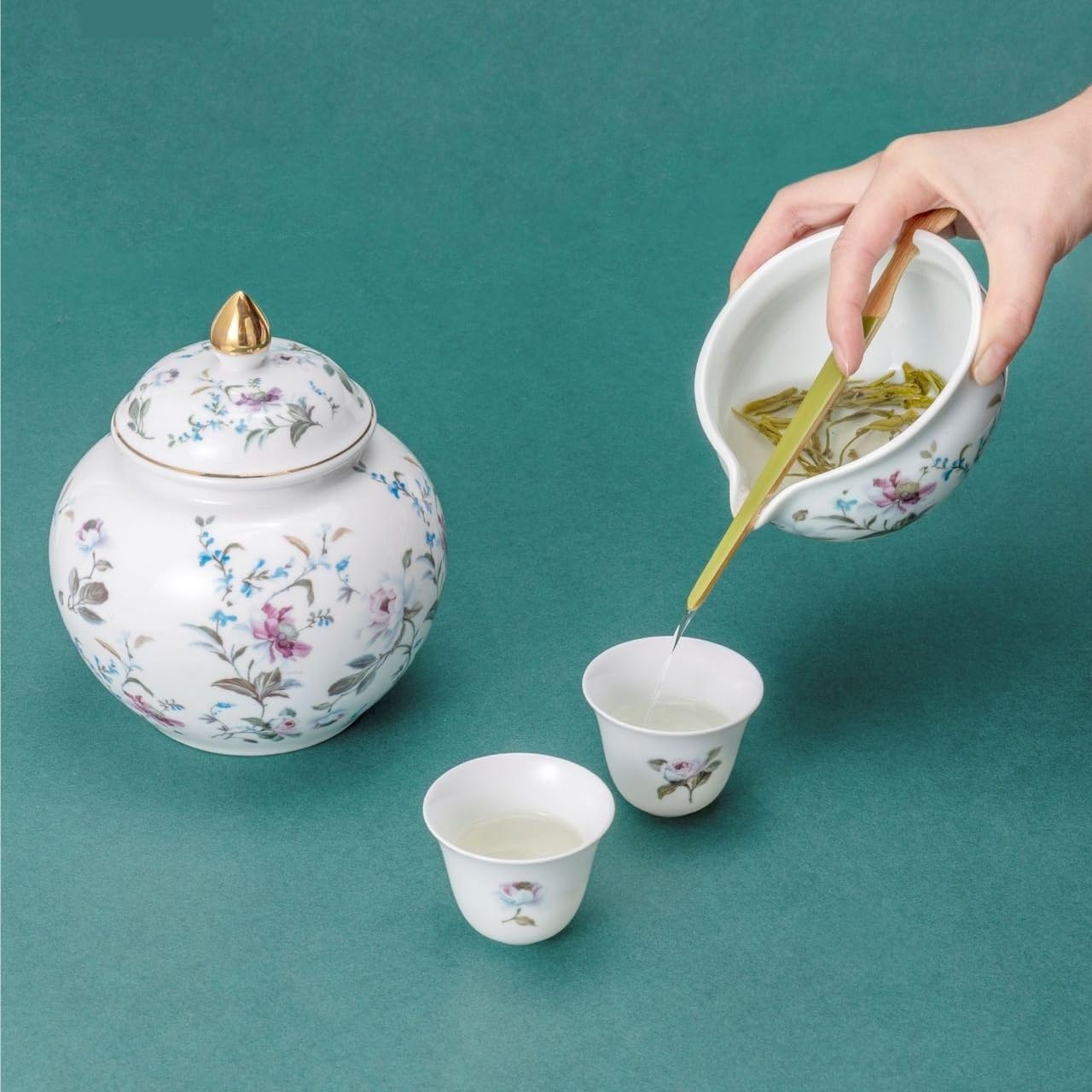Ceramiczny pojemnik na herbatę, ceramiczny słoik do przechowywania herbaty, domowy słoik z zamknięciem, kubek do herbaty, łyżeczka do herbaty, chiński zestaw do herbaty, zestaw do herbaty, pojemnik