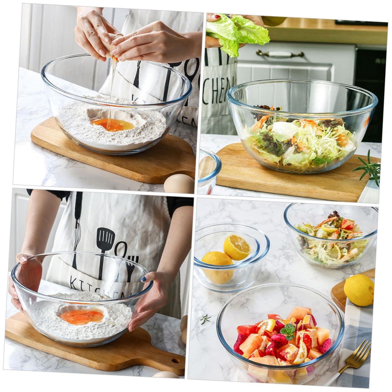 Transparente Große Glas Salatschüssel Mikrowellengeeignet Wiederverwendbar Vielseitige Servierschale für Salat Suppe Reis und Nudeln Langlebig und Spülmaschinenfest