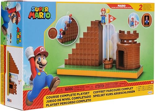 Miniatura 7 de Super Mario Nintendo - Juego completo de figuras de acción de 2.5 pulgadas con figura de Mario, escaleras interactivas, asta de bandera, castillo y