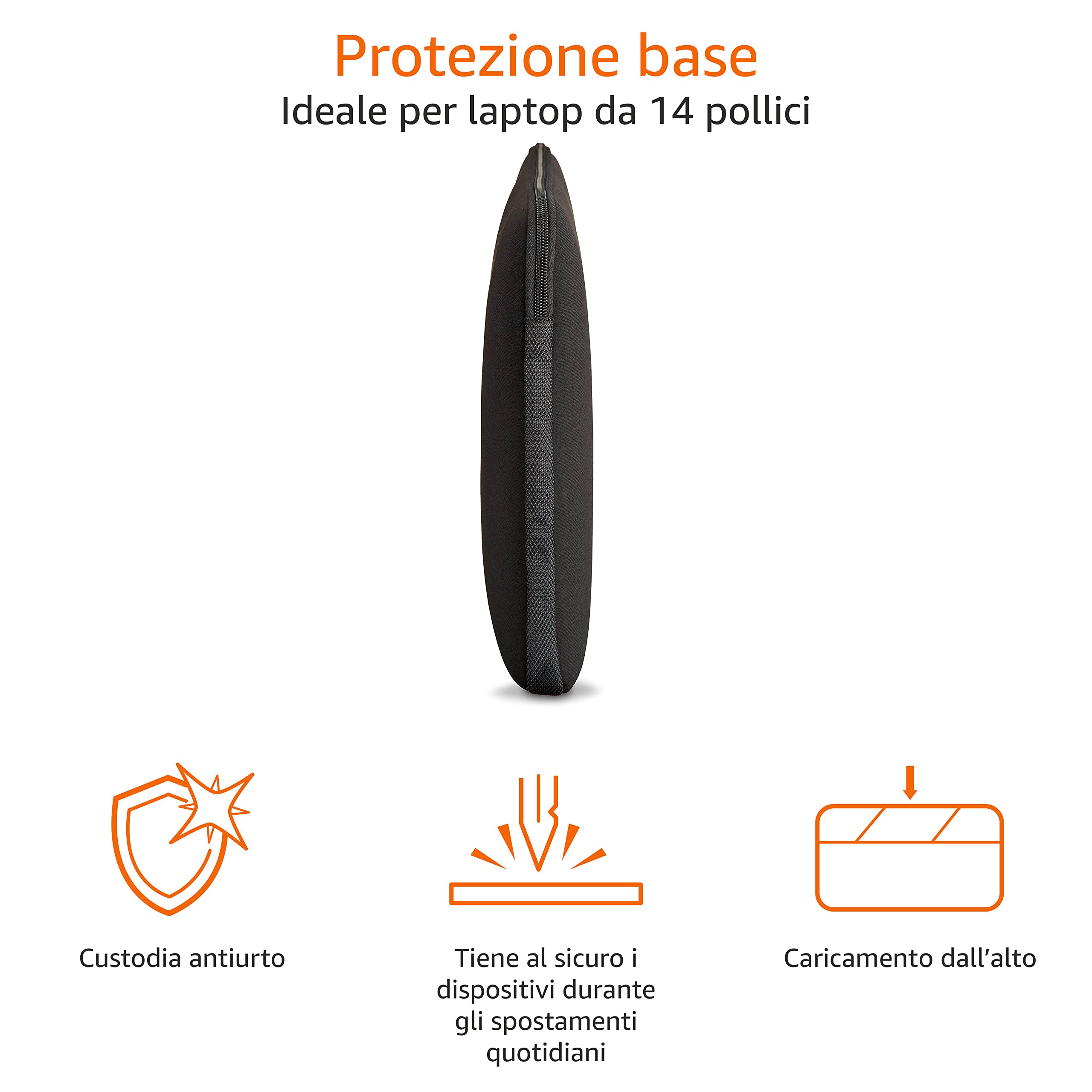 Amazon Basics Custodia per computer portatile fino a 14-Pollici, nero