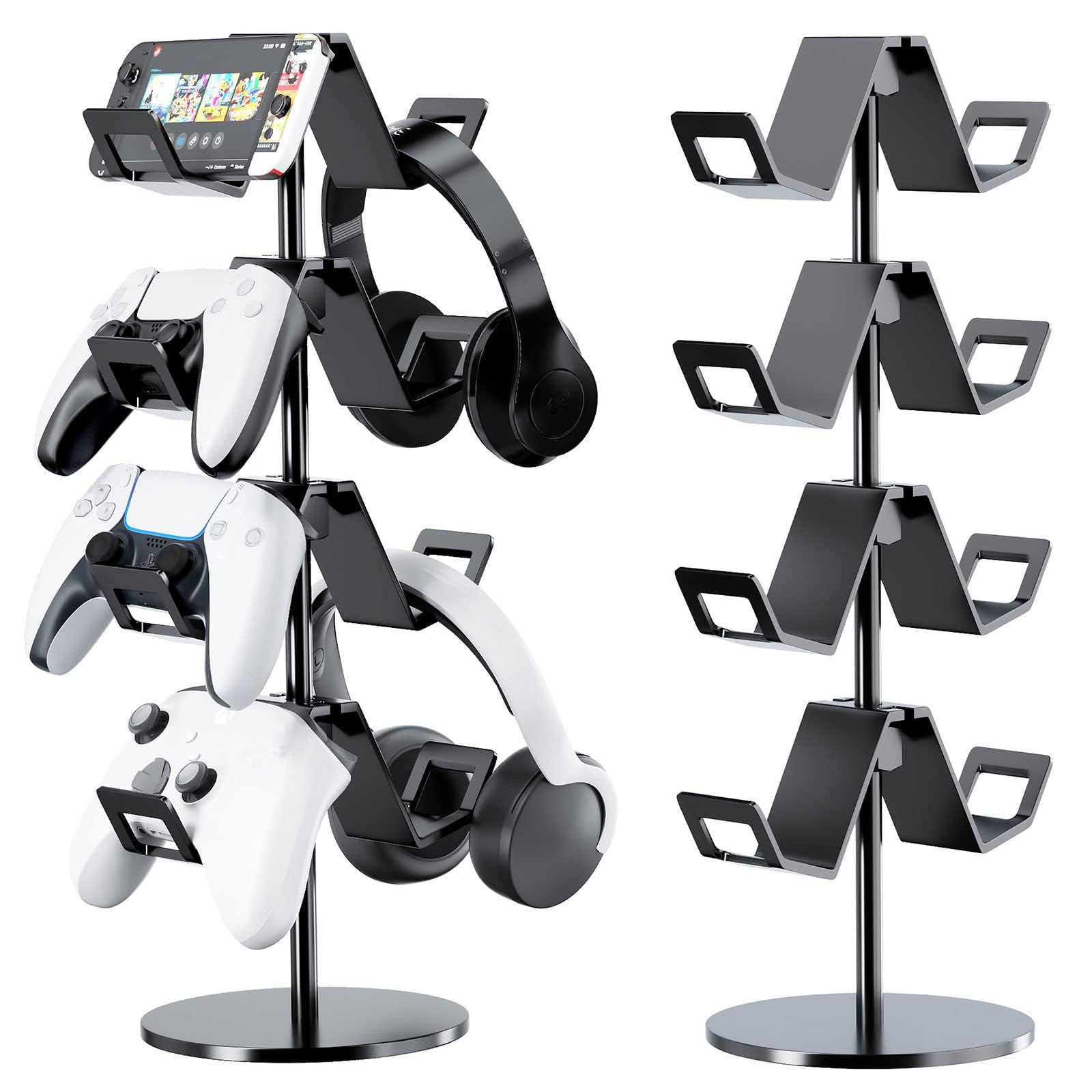 Controller Holder 4 Tier Headphone Stand - Adjustable Headset Holder for Xbox PS5 PS4 Switch Pro - Gaming