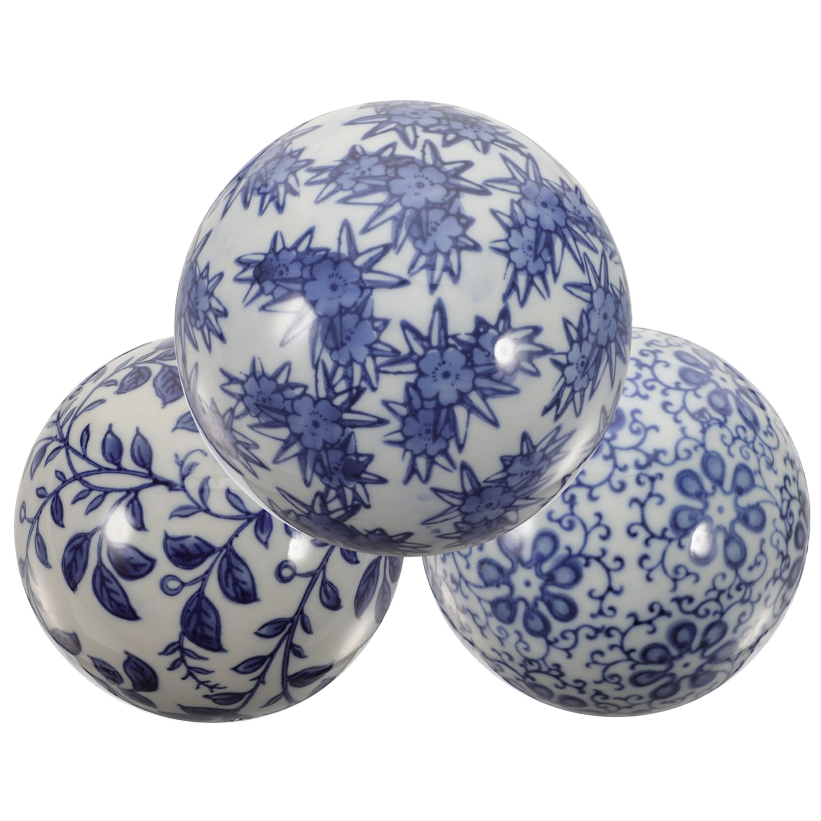 Cabilock 3piezas Bolas Flotantes De Cerámica Vintage para Acuarios y Piscinas Juego De Esferas Decorativas De Cerámica Azul para Decorar Mesas y