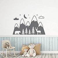 Vista 1 de Calcomanía de pared para habitación de bebé, diseño de oso y ciervo, decoración de guardería de bosque, calcomanía de pared extraíble