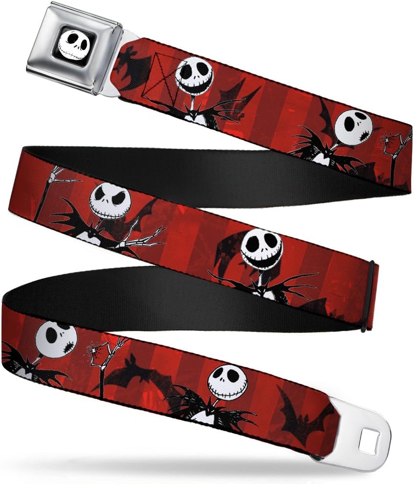 Buckle-Down Seatbelt Belt - NBC Jack Poses/Bats Red Stripe - 1.0" Wide - 20-36 Inches in Length