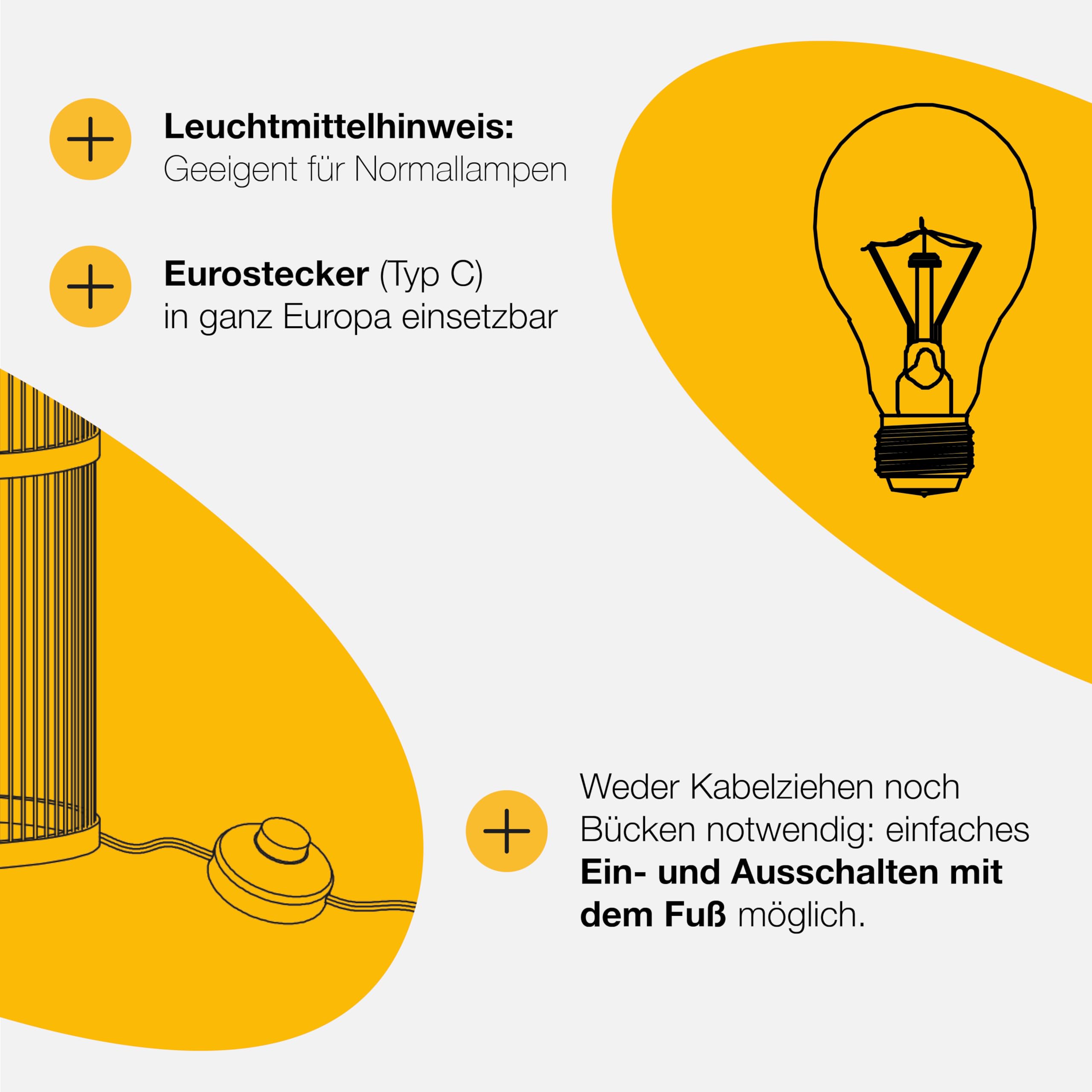 Brilliant Lampe Nori Standleuchte 1flg natur/weiß | 1x A60, E27, geeignet für Normallampen (nicht enthalten) | Mit Fußschalter