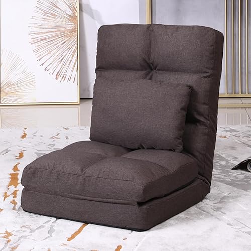 Miniatura 14 de FLOGUOR Chaise Lounge para interiores, silla de piso de 14 posiciones con almohada acolchada para adultos y niños, silla plegable para sala de