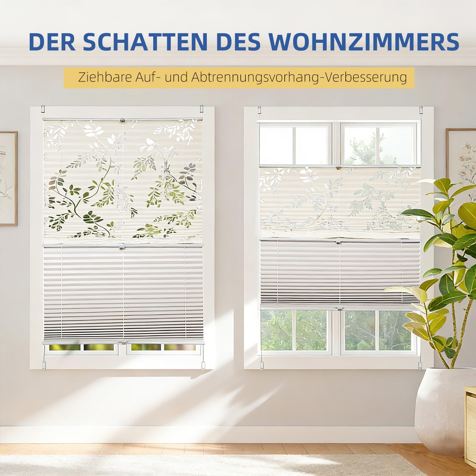 Sekey Plissee Doppelplissee Day+Night Verdunkelung ohne Bohren verspannt Lichtschutz – Bild 2