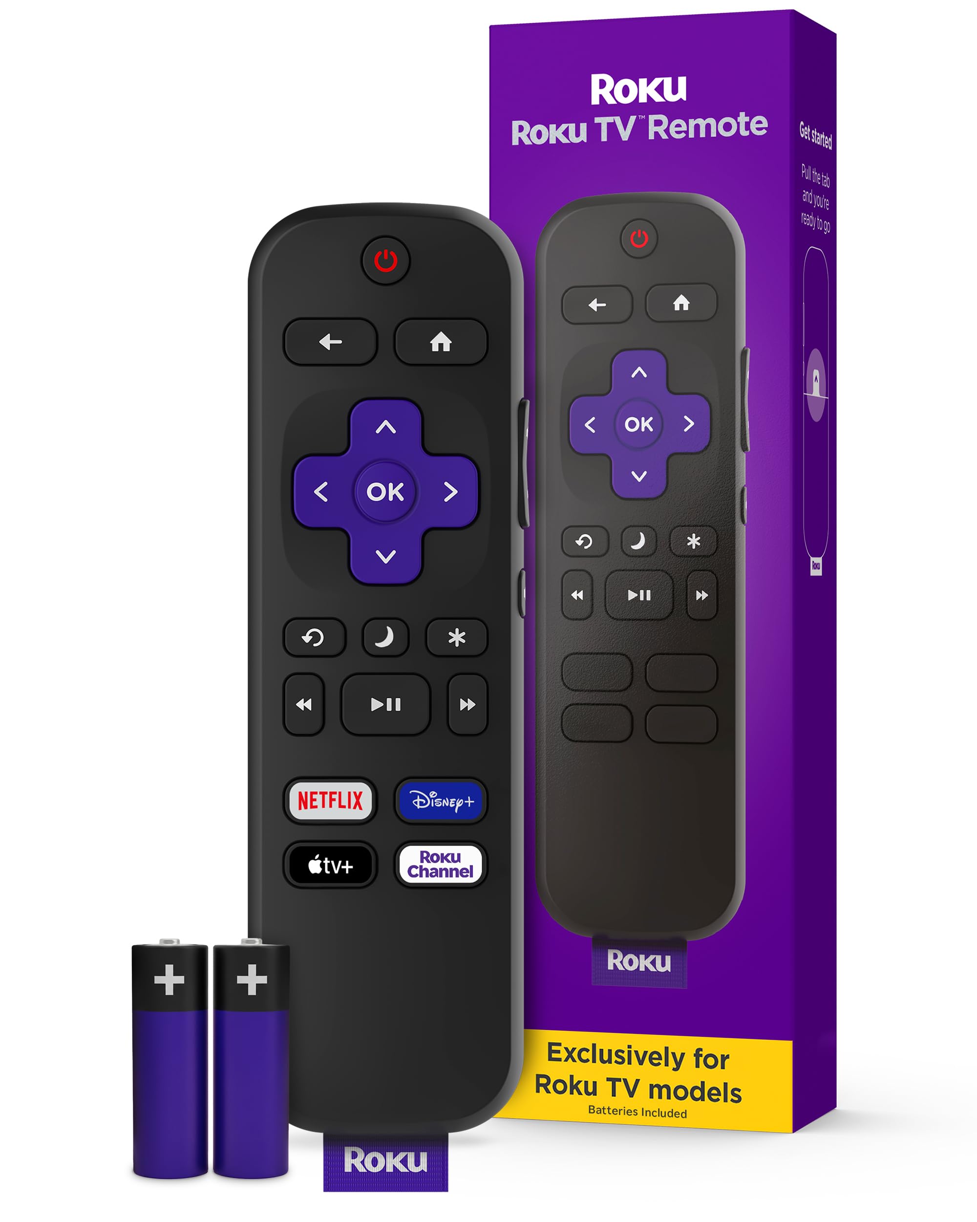 TV Remote Control (Official Manufacturer Product) - Simple Setup, & Pre-Set App Shortcuts - Replacement Remote Compatible with RokuTV Models ONLY (Not Roku Players)
