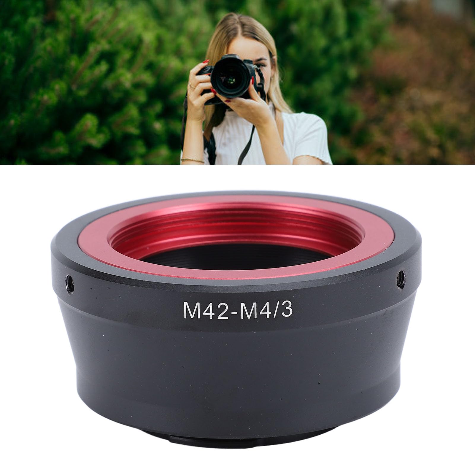 Adattatore per Obiettivo, Adattatore per Obiettivo da M42 a M4/3, Anello Convertitore per Obiettivo con Messa a Fuoco Manuale da 42 Mm con Tappo Posteriore per Lumix G GH1 GF1