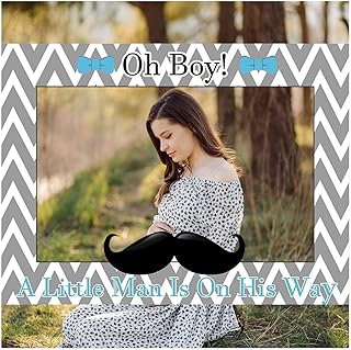 Little Man Baby Shower Decorations, Little Man Photo Booth Prop - Sizes 36x24, 48x36; Personalized Little Men Baby Shower Photo Booth Frame, Bowtie, Mustache baby boy; Handmade Party Supply Selfie Prop