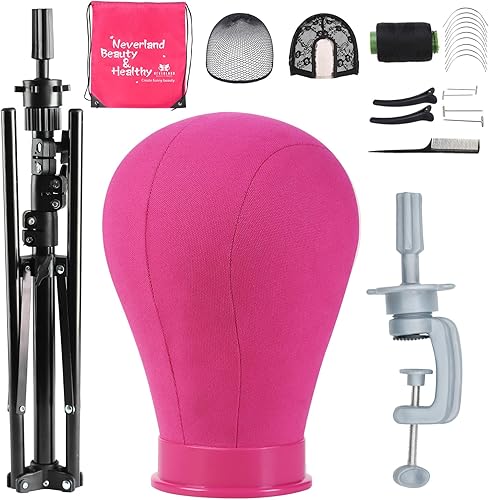 Miniatura 10 de Neverland Beauty & Health Cabeza de Peluca de 23 Pulgadas, Trípode de Soporte de Peluca con Cabeza, Soporte de Cabeza de Peluca con Cabeza